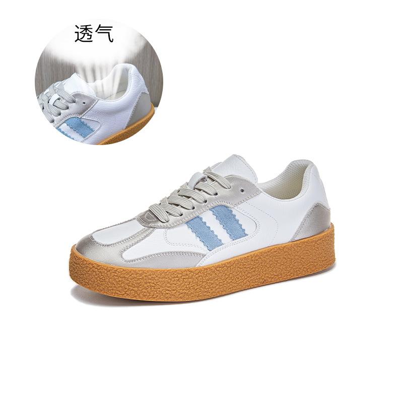 Leather German Training Shoes Women's 2025 Autumn New Platform Sports Forrest Gump Shoes Casual and Comfortable White Shoes Versatile Shoes