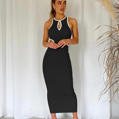 Women Sleeveless Sexy Hollow Out Halter Slim Fit Occasion One Piece Dress