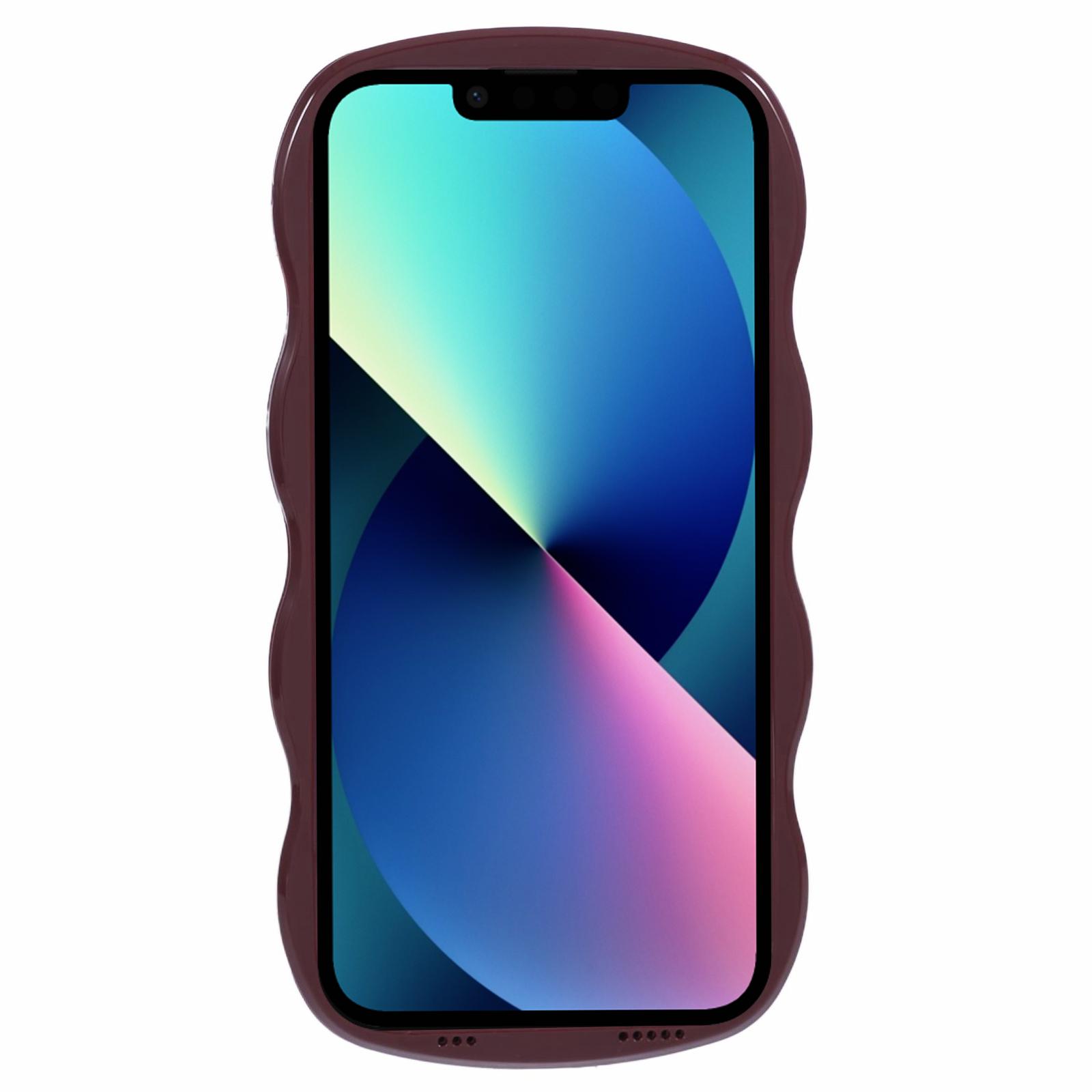 

WT Series for iPhone 13 Case with Wavy Edge Hard PC Soft TPU Protection Cover Wine Red