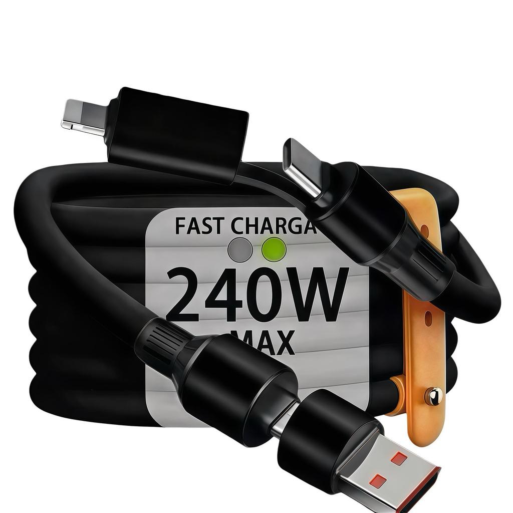 240W 4-in-1 Mecha Data Cable for Type-C: Compatible with Huawei and Apple 15/17 with PD Extended Charging.
