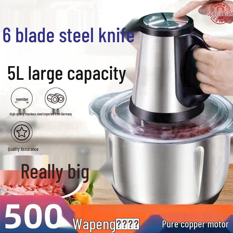 Electric Stainless Steel Multi-function Meat Grinder & Food Processor: Garlic Paste, Chili, Chopped Vegetables