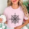 Compass Shirt for Women Funny Adventure T-Shirt Camping Tee Shirts Clothing Short Sleeve Female T-Shirt Hiking Fashion Clothes
