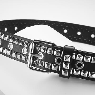 Square Bead Rivets, The Same Style For Men And Women, Pneumatic Eye Needle Buckle Pu Belt, Personalized Trend Wind, High-End Decorative Belt