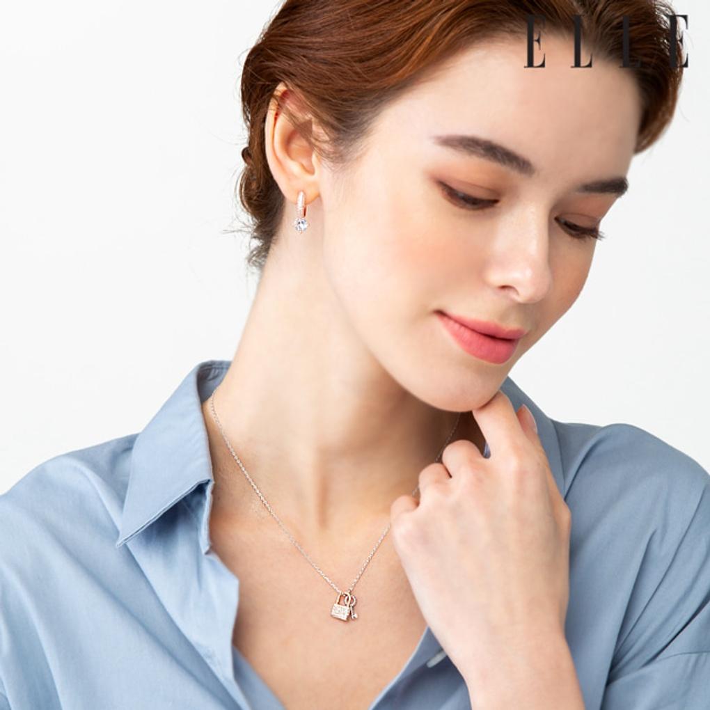 14K Rose Point One-Touch Earrings (Gold Pin) ELGPEE349