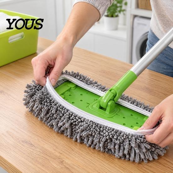 Washable Floor Cleaning Pads Microfiber Chenille Mop Pad, Reusable Replacement Cover, Elastic Head Covers Design Mopping Pad for Wet And Dry Dust Hair