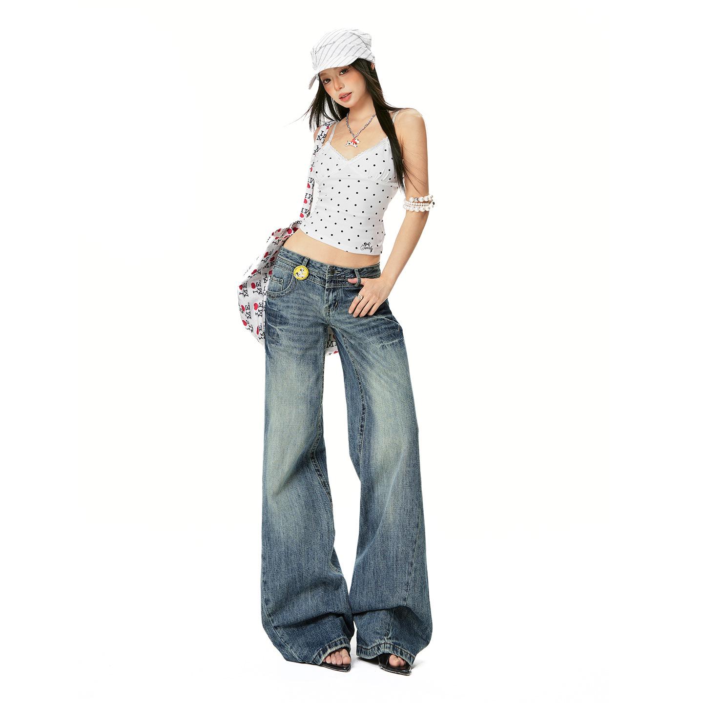 American Women s Spring 2026 Retro Micro-Flare Jeans - Low-Rise, Straight, Loose, Wide-Leg, Slimming. XS