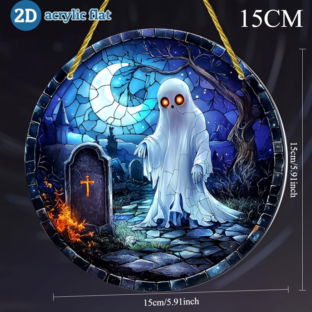 

Плоская 2D акриловая подвеска на Хэллоуин:, подходит для окон, стен, крылец, классных комнат, украшений для дворового сада, подарков на новоселье 15CM