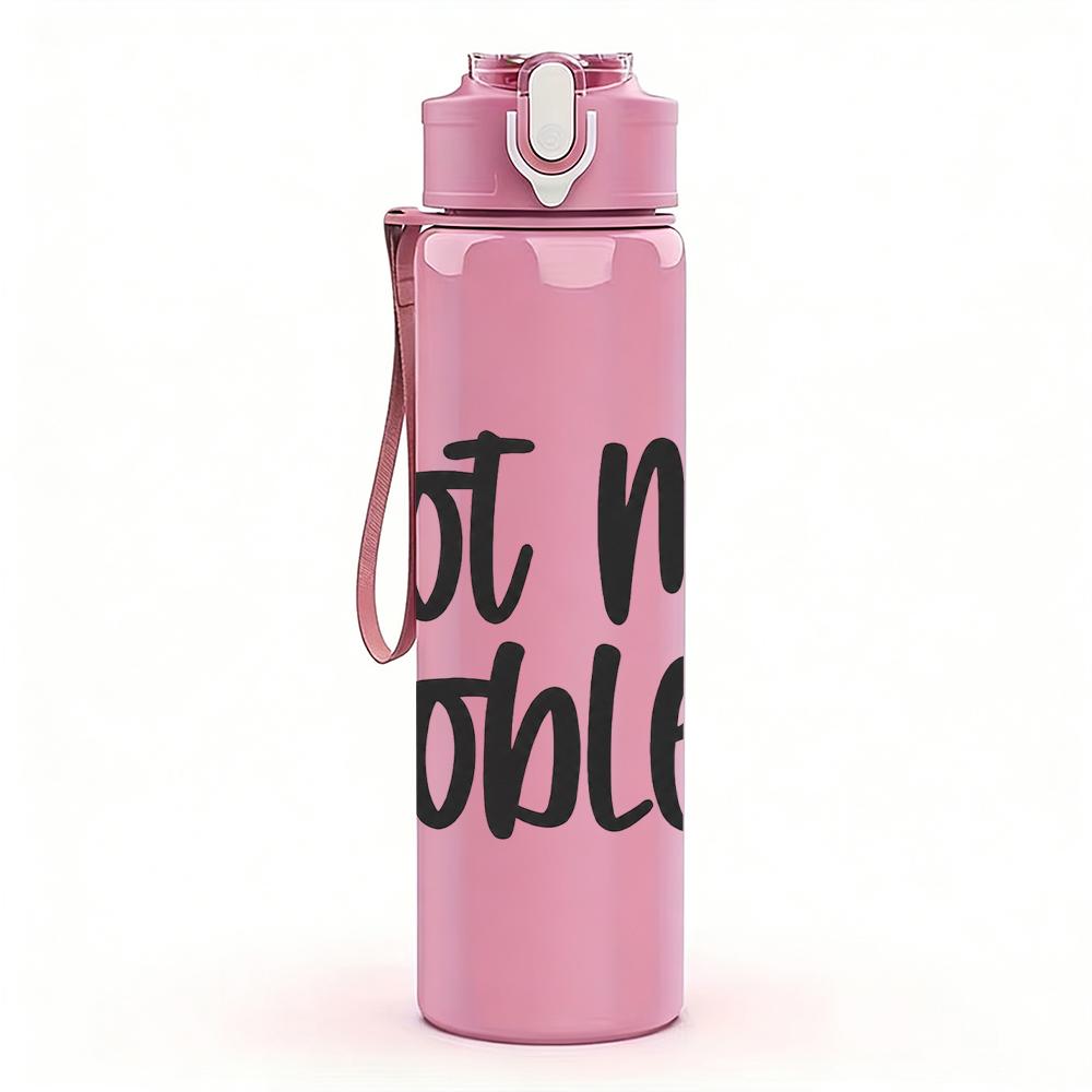 1PC Not My Problem Simple Text 750ml Color Plastic Sports Water Bottle Leakproof Flip Straw Lid Suitable for Sports Office Home Use