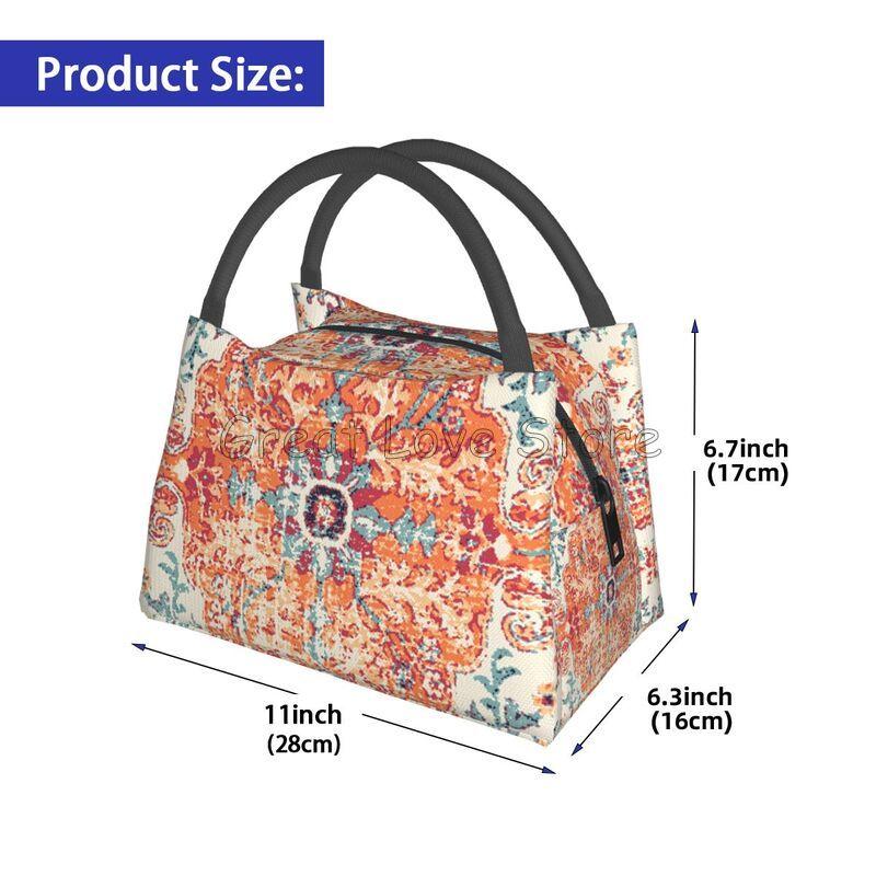 Terracotta Aztec Boho Print Thermal Lunch Bag Women Portable Insulated Cooler Bag for Picnic Work Reusable Waterproof Lunch Box