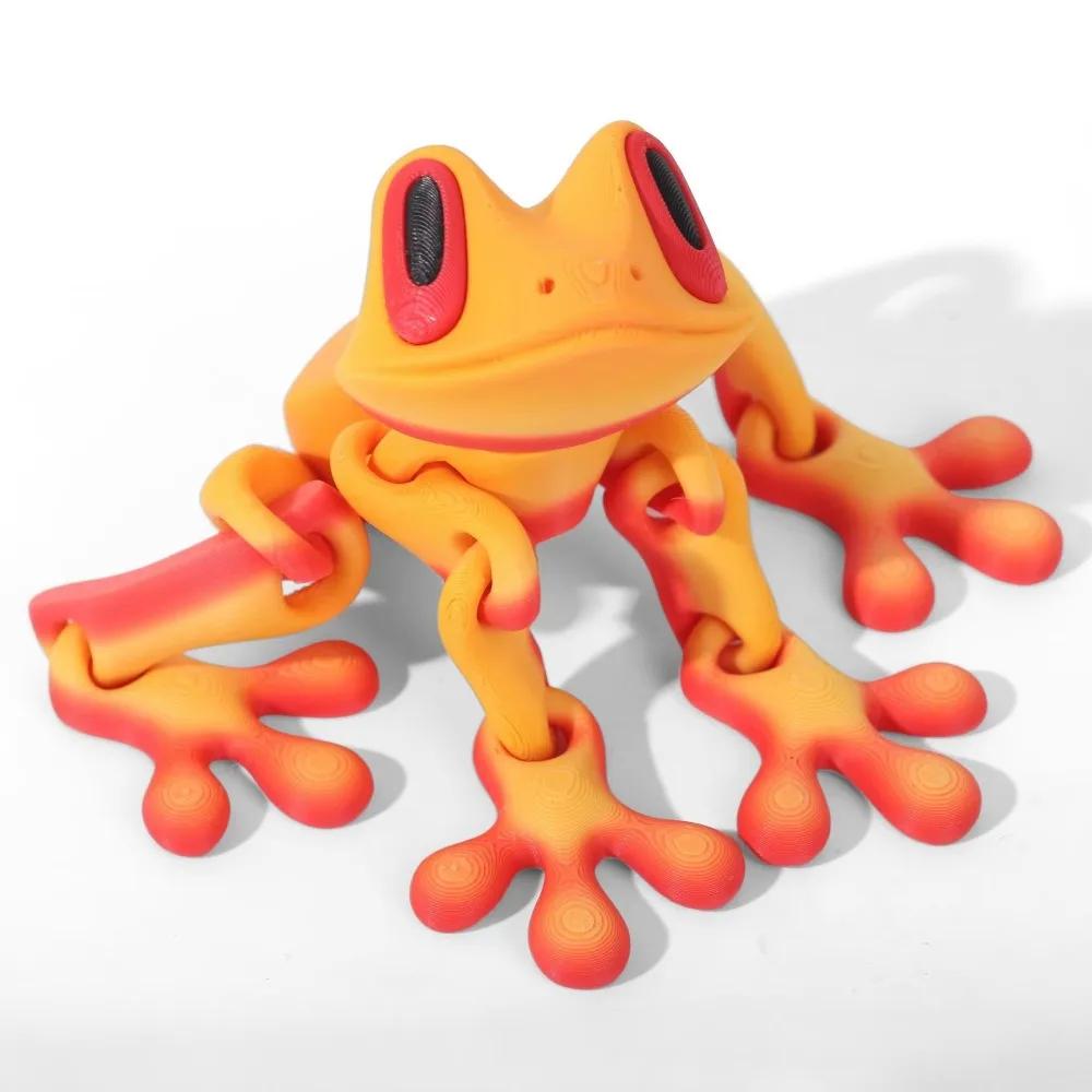 New 3D Printed Frog Ornament Joint Movable Magnetic Model Creative Simulation Animal Figurine Desktop Frog Handicraft Decoration