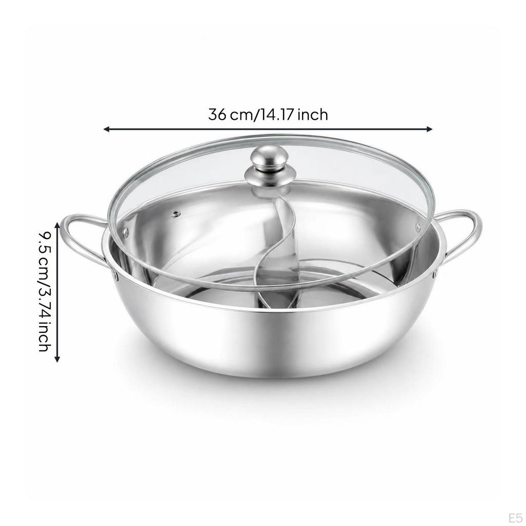 Divided Pot with Ladles Stainless Steel TwoFlavor Cookware for Families,
