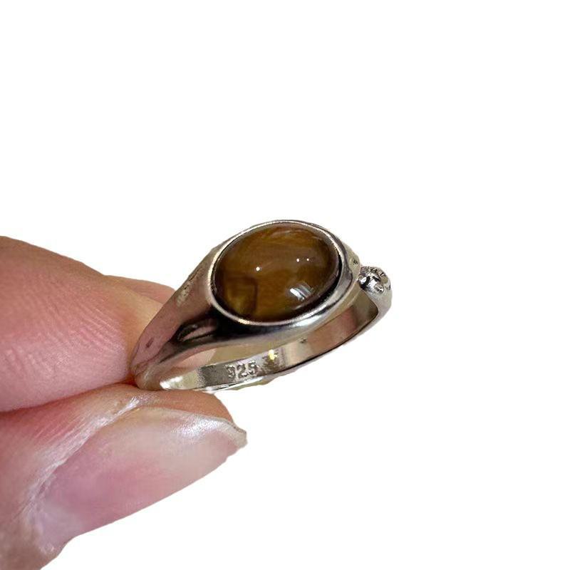 Maillard Tiger Eye Stone Retro Open Ring for Women - Unique & Luxurious Design