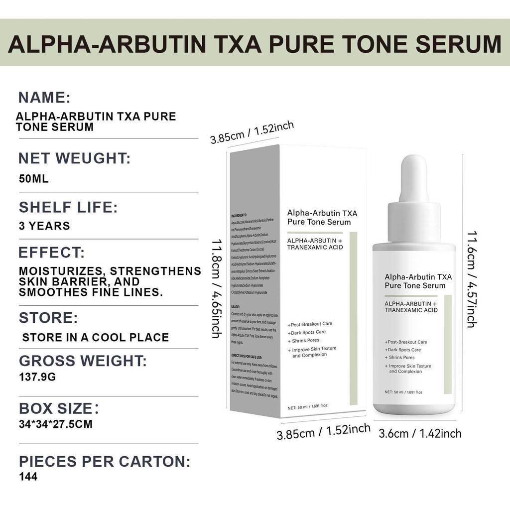Alpha Arbutin & Tranexamic Acid Serum 50ml, Brightening Serum for Dark Spots, Acne Scars & Hyperpigmentation, Hydrating Face Serum for Sensitive Skin