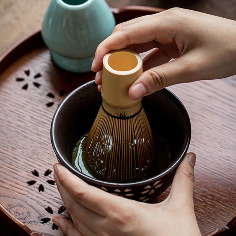 Conjunto de chá Conjunto de chá japonês Matcha Whisk Colher de chá e colher Matcha Conjunto de acessórios de bambu