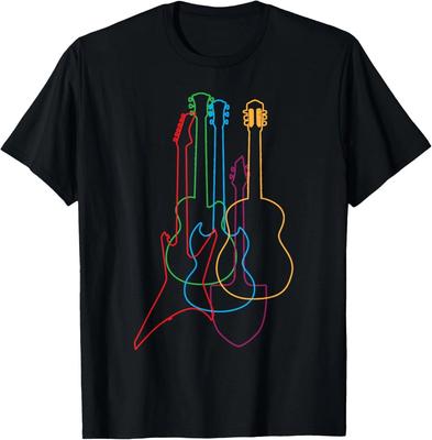 Kolorowe Gitary Elektryczne Akustyczne Klasyczne Prezent T-Shirt
