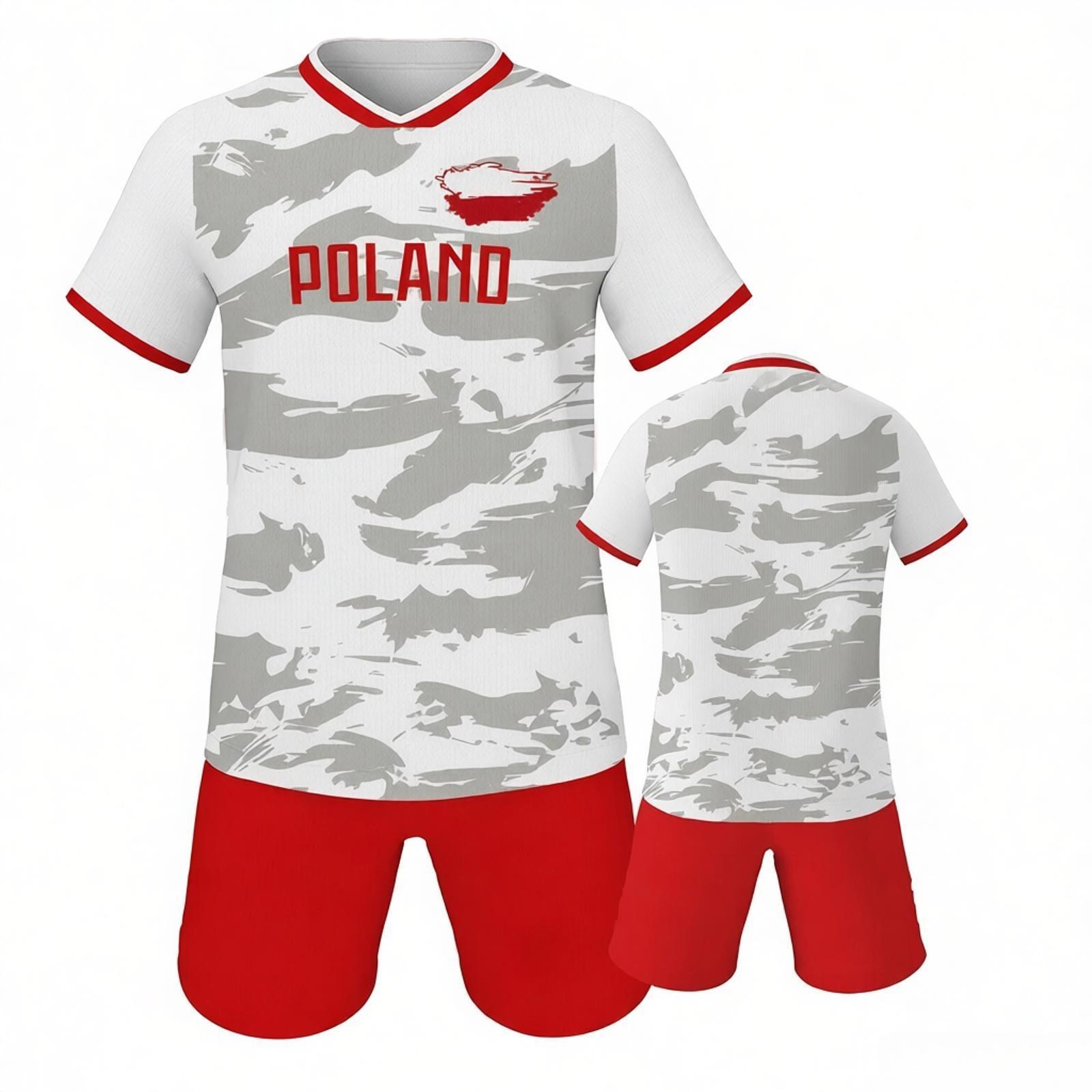 Poland Football Jersey Set Soccer Uniform Tracksuit Soccer Fans Gift XS