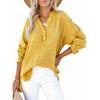 Women's V-Neck Long Sleeve Solid Color Casual Fashion Henley Blouse Shirt Top