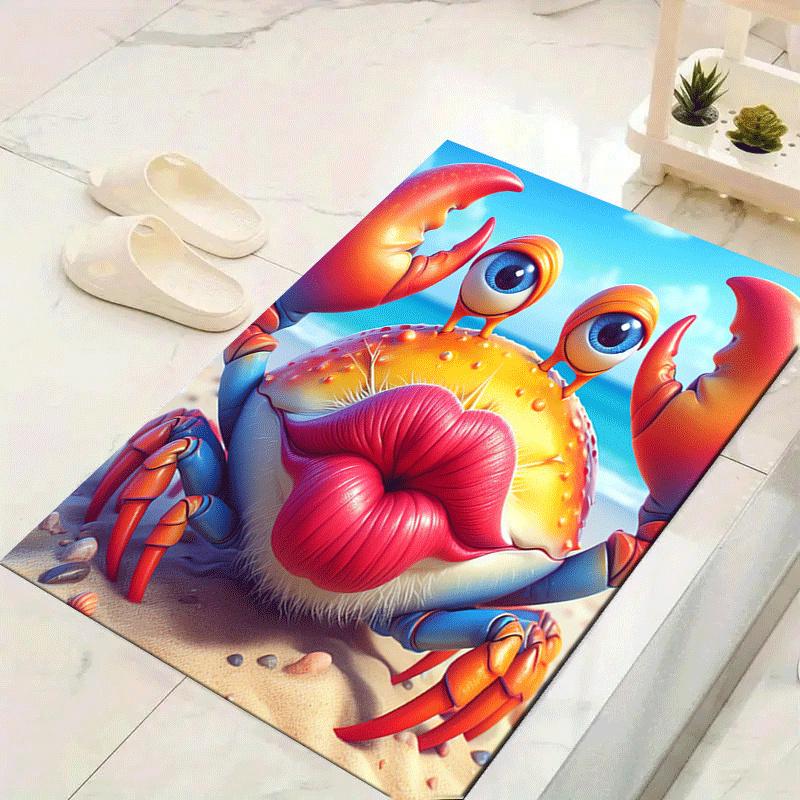 1pc Red Lip Crab Print Design Area Rug - Soft, Anti-Slip, and Durable Gaming Room Decor for Bedroom