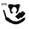 Wolf Ear Tail Set Realistic Design Plush Headband Gloves Tail Set Halloween Parties Role-Playing Accessories