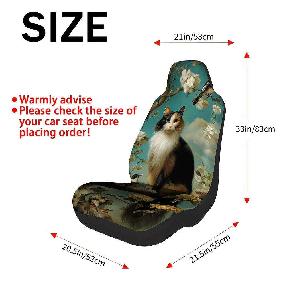2pcs Vintage Cat & Bird Floral Car Seat Covers - Soft, Easy To Clean, Perfect Fit For Single Front Seats, Ideal For Car Enthusia