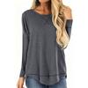 Women's Casual Long Sleeve T Shirt Loose Fit Crew Neck Irregular Hem Front Short Back Long Lightweight Pullover Top