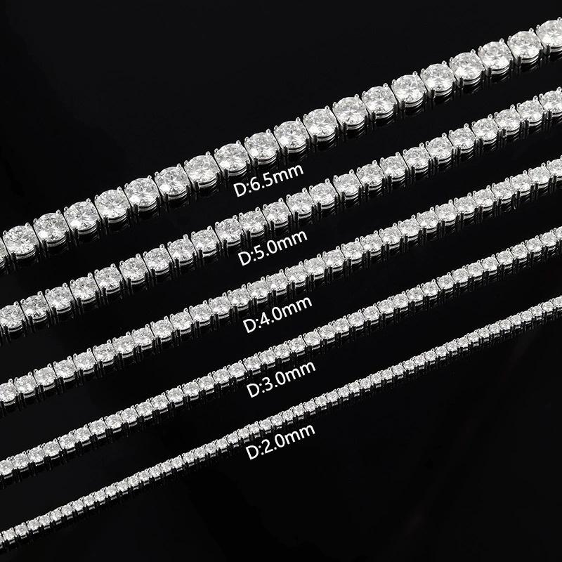 2mm D VVS1 Moissanite Tennis Bracelet Original S925 Silver Plated White Gold with GRA Necklace for Women Man