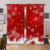 Set Of 2 Flat Printing Christmas Scene Curtains Red Snowflakes Digital Printed Polyester Drapes Birthday Party Use Curtain
