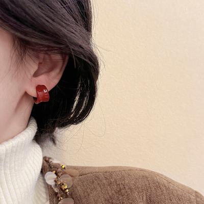 Roter Ohrring Zarter Ohrring Schlichte Mode Mückenabwehr-Ohrclip Ohne Ohrlöcher
