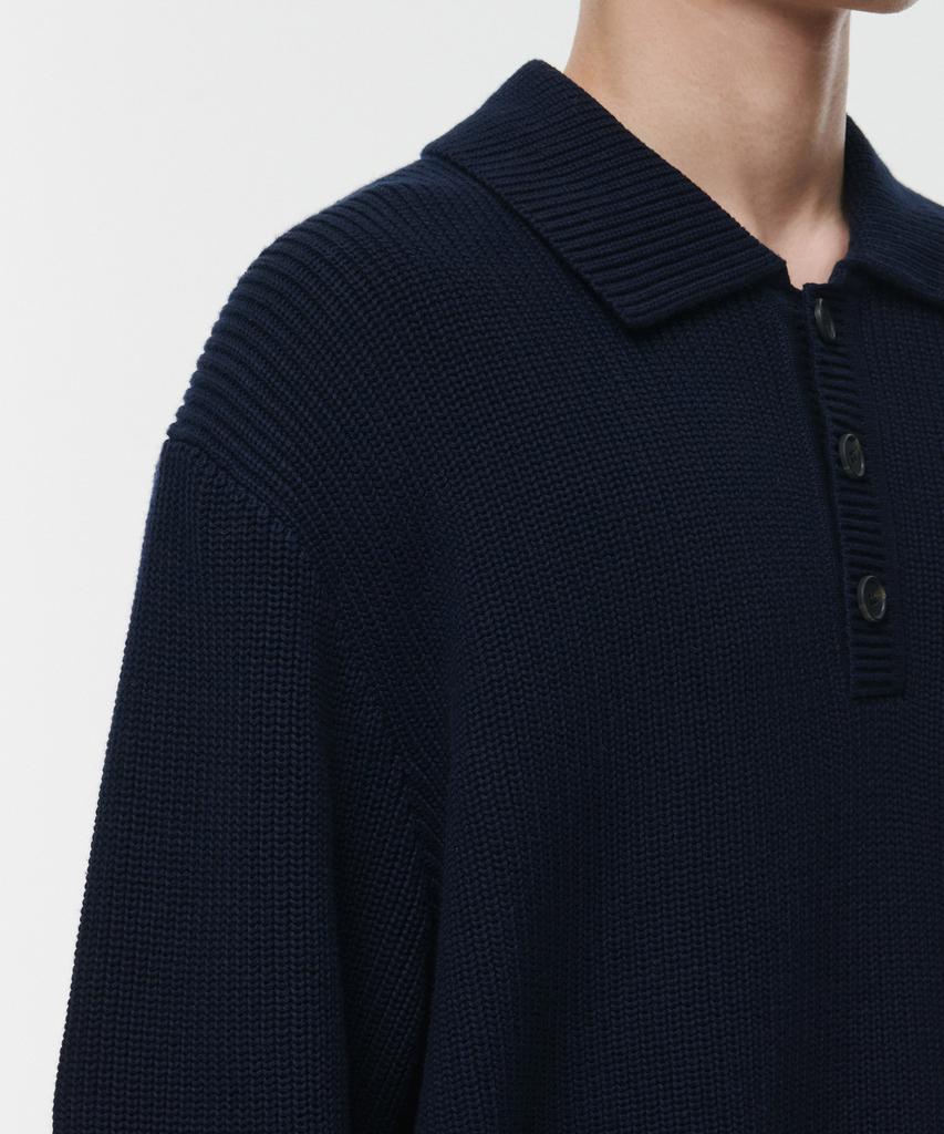 MUSINSA STANDARD Cotton Ribbed Collared Knit [Navy]