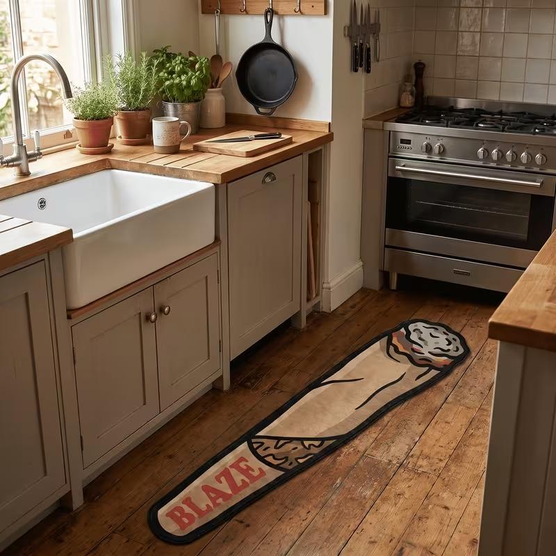 Creative Cigar-Shaped Rectangular Rug, Soft Non-Slip Entryway Mat, Bedroom and Living Room Rug, Home Decor