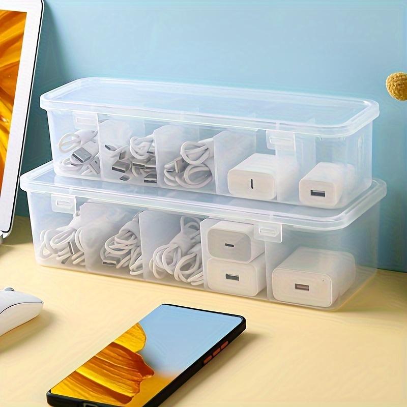 2pcs Plastic Versatile Cable Organizer Box Charger Cable Storage Organization Home Office Desktop Storage Containers Storage Box