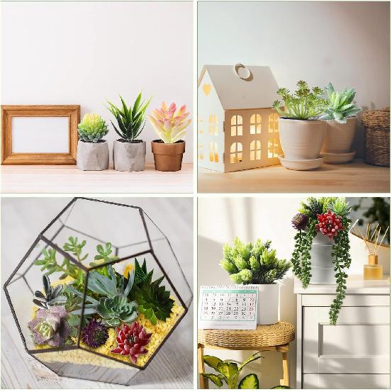 Yunsailing 40 Pieces Artificial Succulent Plants Faux Realistic Unpotted Mini Succulents for DIY Garden Home Office Indoor Decor (Fresh)