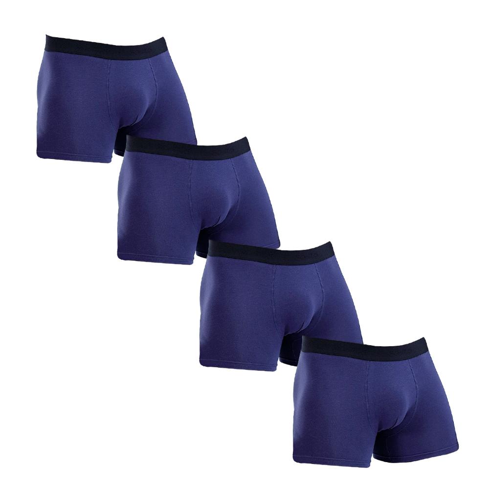 

BONITOS 4Pcs Чоловічі шорти боксери Однотонна бавовняна нижня білизна для чоловіків Труси Чоловічий комплект трусиків XXL темно-синього кольору