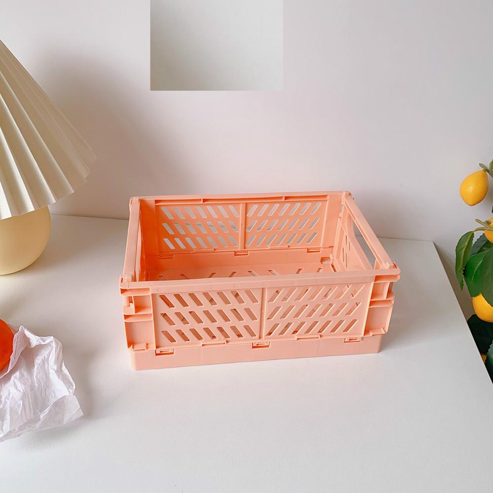 Foldable Plastic Storage Box Student Desktop Organizer Hand Account Tape Stationery Skin Care Product Storage Basket Storage Basket