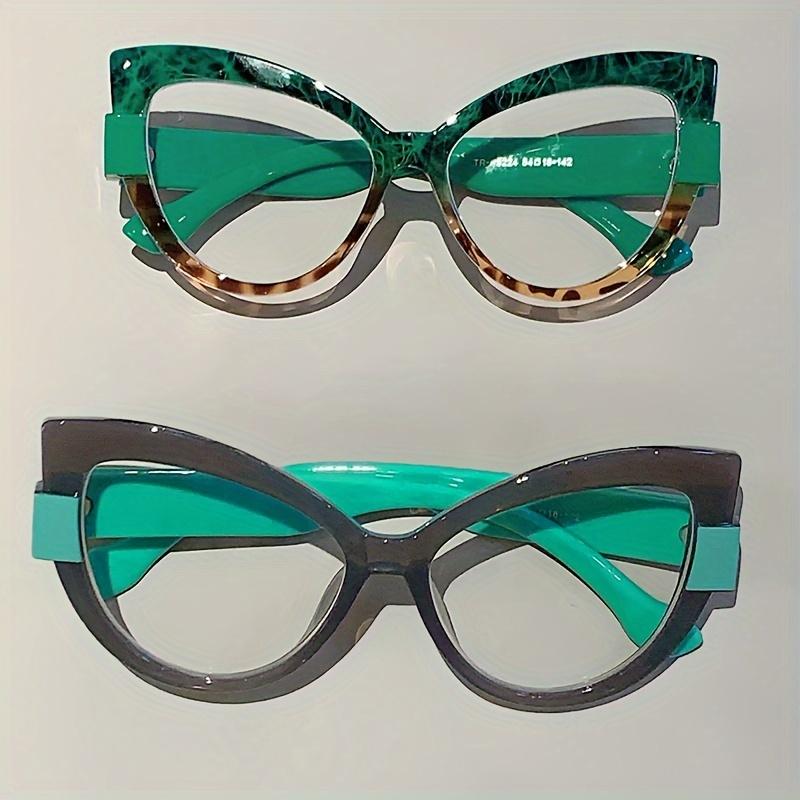 Mężczyzna Kobiety Okulary Oversize Cat Eye Stylowy Design Zielone Szkła Szykowne Okulary w Panterkę Linia Modowa Ozdobna Oprawka Szare Okulary Uroczy Styl Lasses