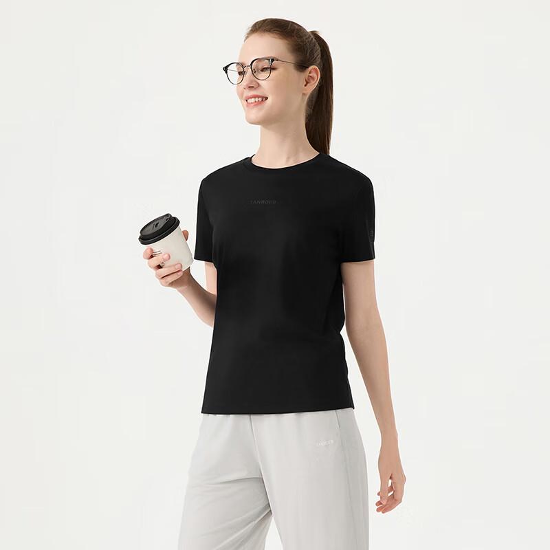 Tanboer Women's Slim Fit Round Neck Logo Print Short Sleeve T-Shirt