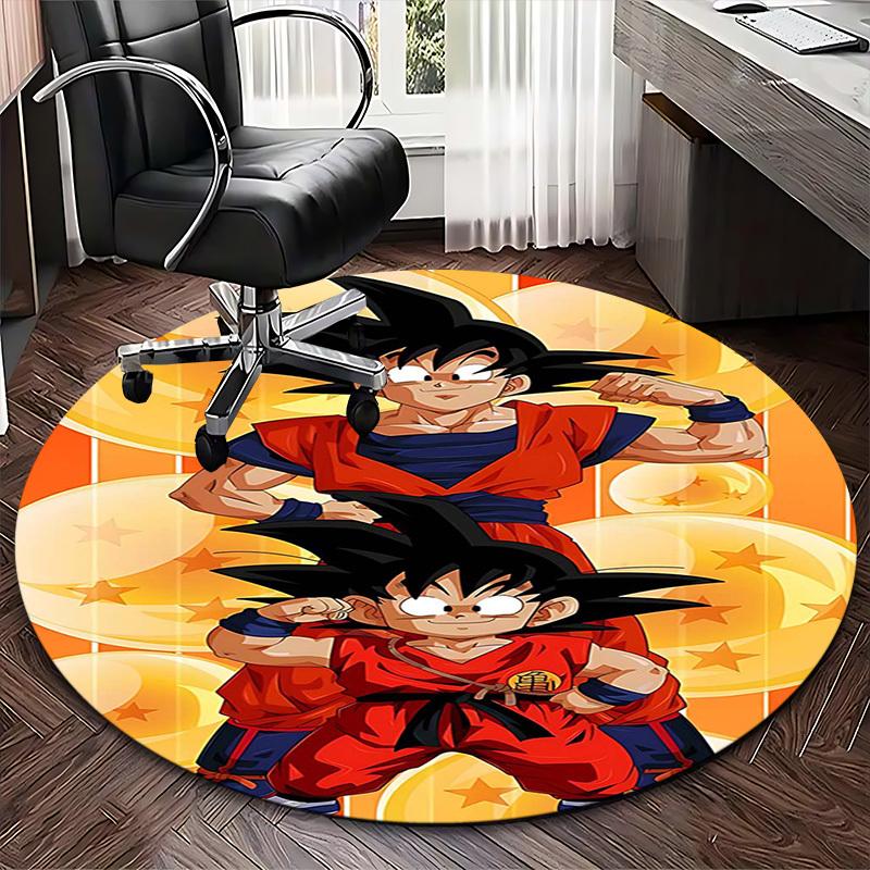 1pc Dragon Ball Z Goku & Vegeta Round Carpet - Anime Cartoon Design Chair Mat, Non-Slip Rug for Office, Home Decor, Living Room