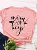 Mom of Boys Arrow Print T Shirt Women Short Sleeve O Neck Loose Tshirt Summer Women Causal Tee Shirt Tops Camisetas Mujer
