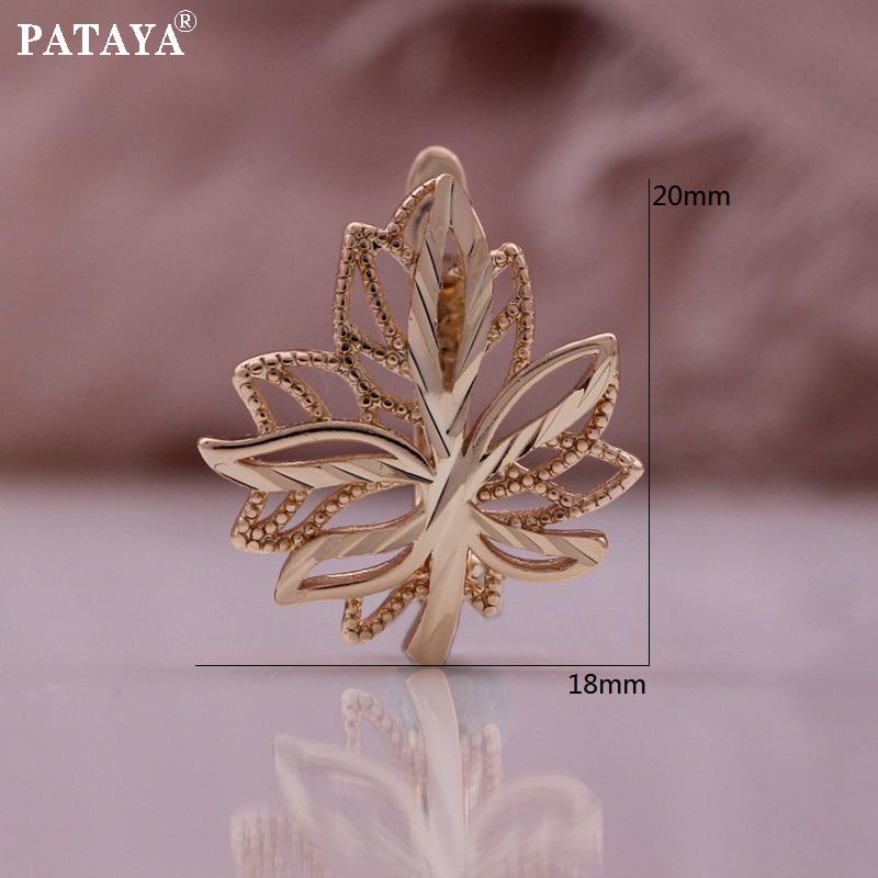 PATAYA 585 Rose Gold Color Leaves Shape Earring