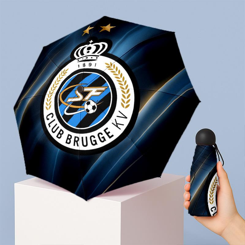 Club Brugge FC Mini 5 Fold Pocket Umbrella Compact Lightweight Anti UV Rain Sun Protection Umbrella Portable Travel Umbrella