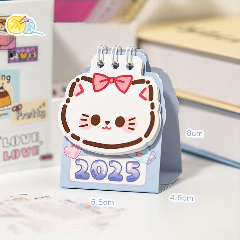 Cartoon Cat Desktop Calendar 2025 2025 Coil Calendar Portable Mini Desk Calendar  Office