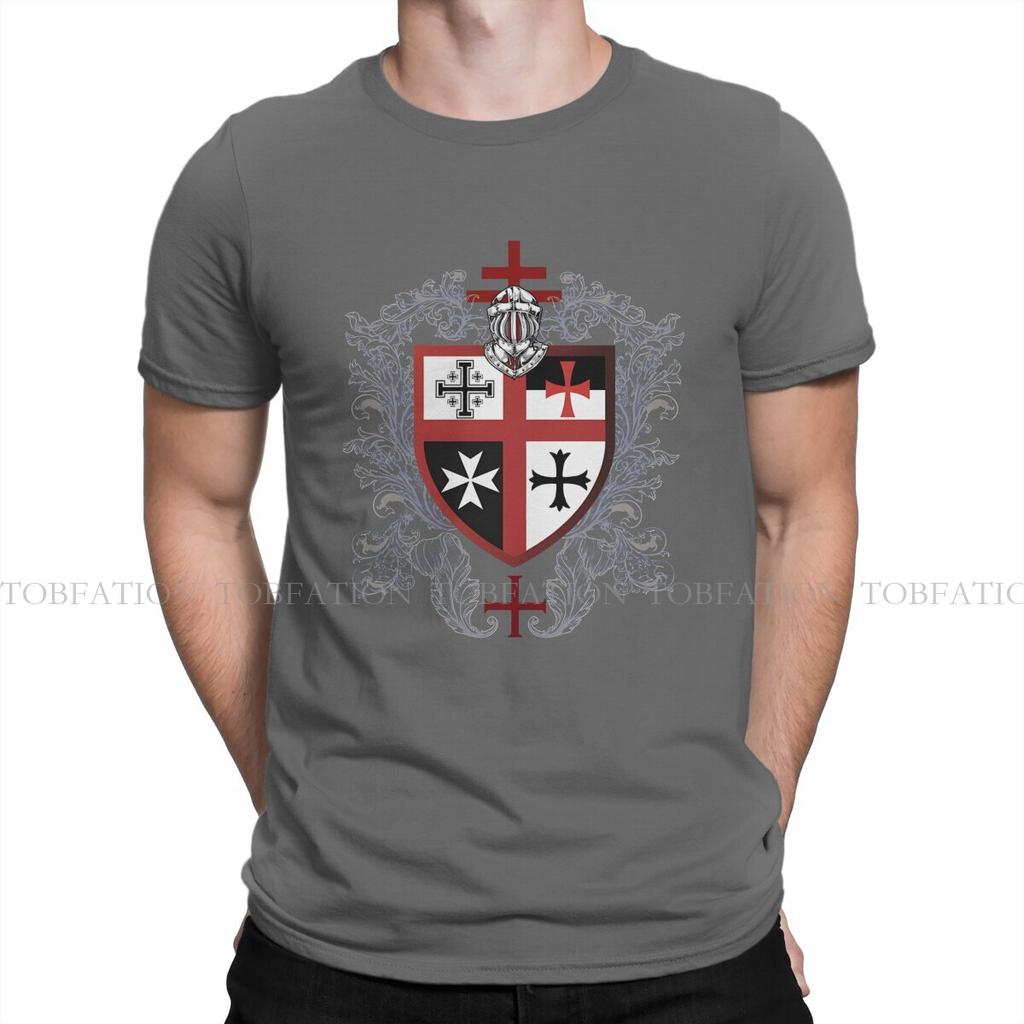 Cross Shield Symbol Medieval Emblem Secret Order TShirt For Male Knights Templar Tops Novelty T Shirt Soft Print  Creative Gift