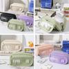 Large Capacity Stationery Storage Bag Multilayer Separation Canvas Pen Bag High-Level Simple For Student Office Stationery Bag