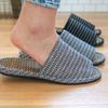 Oka Made in Japan Kurume Woven Tatami Size Gray Slippers, L,