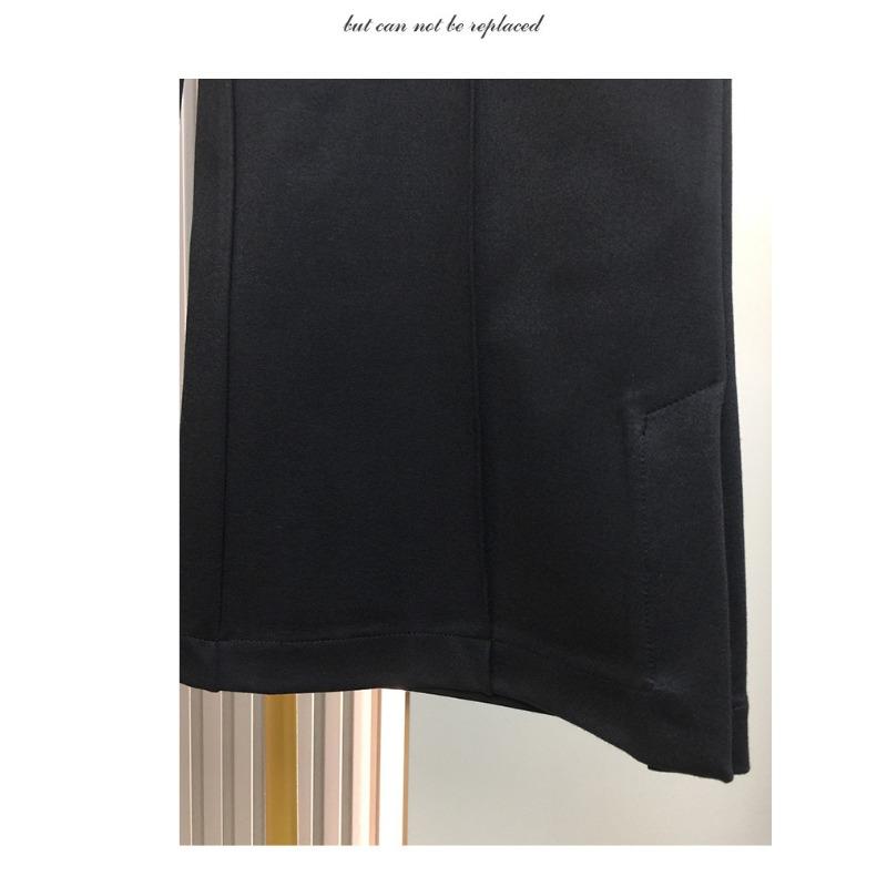 Plus Size Women High Waist Split Flare Long Black Casual Pants
