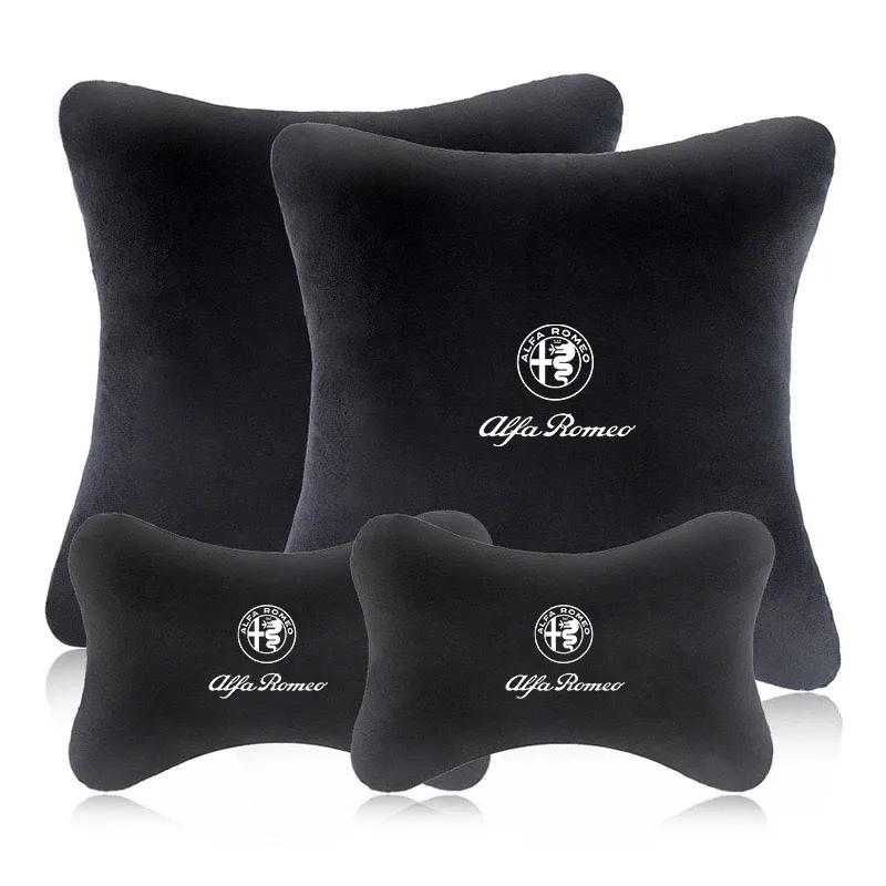 DGJLS1 Car Seat Belt Protect Shoulder Pad Cover Headrest Neck Pillow for Alfa Romeo 4C 159 Spider Giulia Giulietta 156 Tonale Mito 147