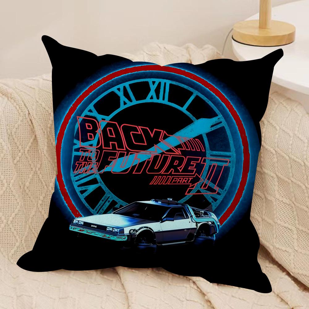 BBack To The Future movie Cushion Cover Silky Short Plush Invisible Zipper Dustproof Sofa Pillow Case for Home Decor
