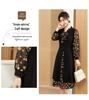 Elegant Floral Ruffle Collar Midi Dress - Long-Sleeve, Fake Two-Piece, Plus Size, Spring/Autumn Fashion for Middle-Aged Women