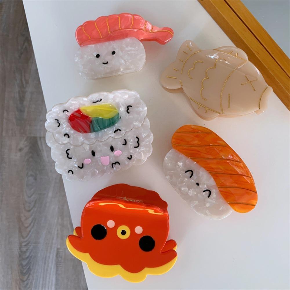 Sweet Sushi Hair Clip Korean Style Acetic Acid Claw Clip Creative Small Shark Clip  Headwear
