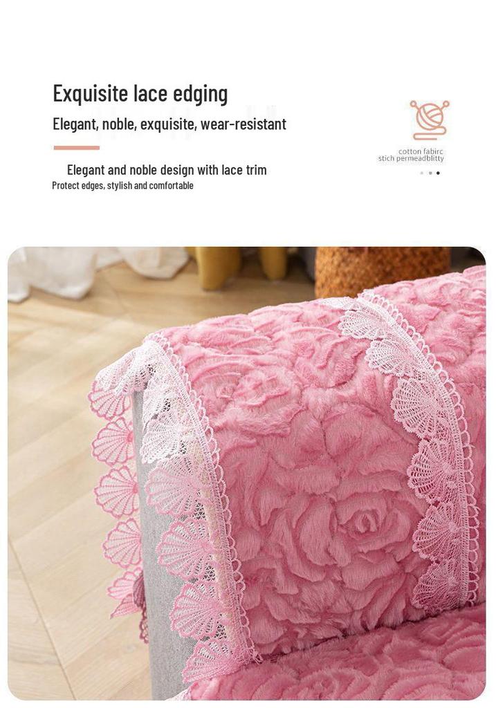 Nanji Ren Plush Sofa Cushion Cover - Winter Full Coverage, Simple Modern Design for Living Room.